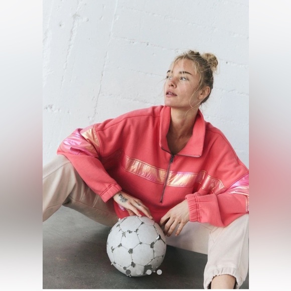 Free People Tops - Free People Movement Away We Go Half Zip Pullover Iridescent Striping Hibiscus